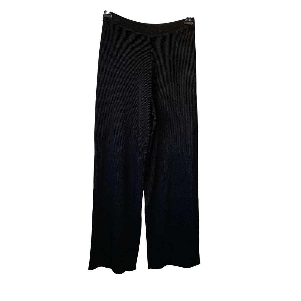 Lucy‎ Paris Black Ribbed Knit Wide Leg Lounge Pants Women's Size L